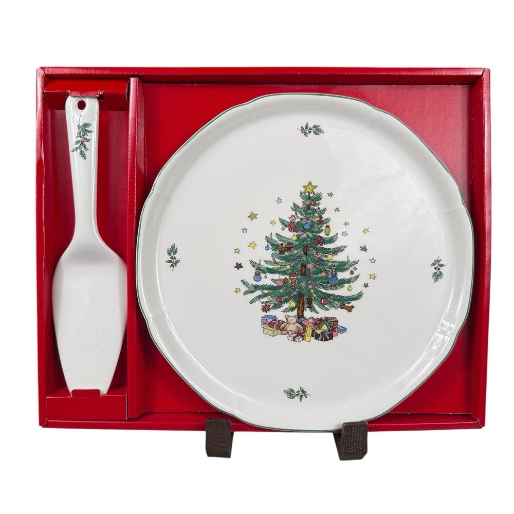 Nikko Happy Holidays Hostess  Plate Christmas Tree 11' w/ Server In Box